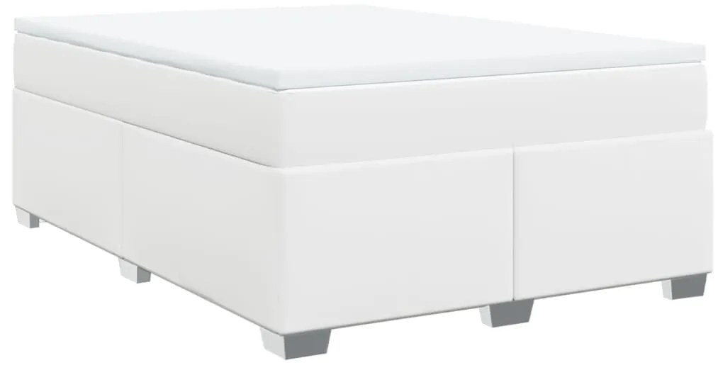 vidaXL Κρεβάτι Boxspring με Στρώμα Λευκό 140x200εκ.από Συνθετικό Δέρμα