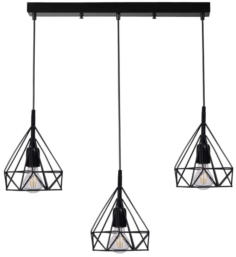 Φωτιστικό Οροφής - Ράγα 534LUN6059 55x20x80cm 3xE27 40W Black Opviq
