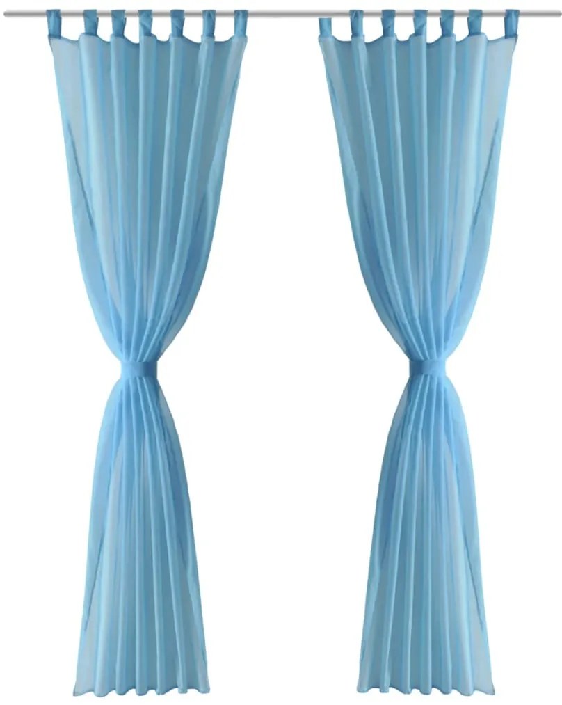 Τιρκουάζ ημιδιαφανής κουρτίνα 140 x 245 cm 2 τμχ