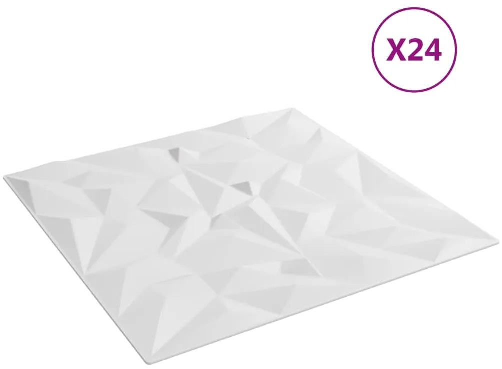 vidaXL Πάνελ Τοίχου 24 Τεμ. Λευκά Σχ. Αμέθυστου 50x50 εκ. 6 μ² από XPS