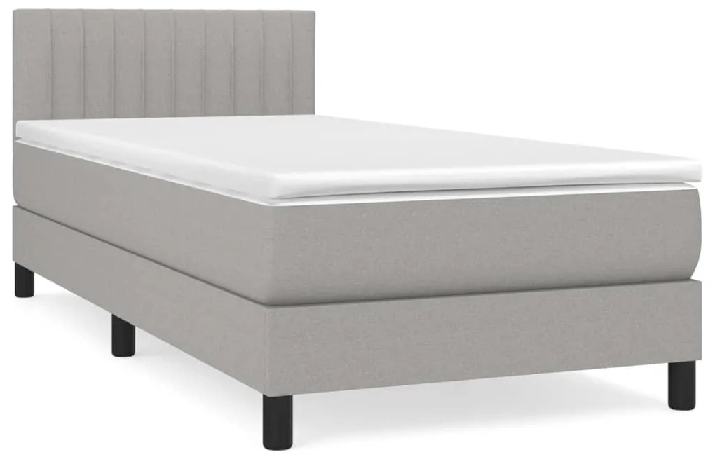 ΚΡΕΒΑΤΙ BOXSPRING ΜΕ ΣΤΡΩΜΑ ΑΝΟΙΧΤΟ ΓΚΡΙ 90X190 ΕΚ. ΥΦΑΣΜΑΤΙΝΟ 3140177