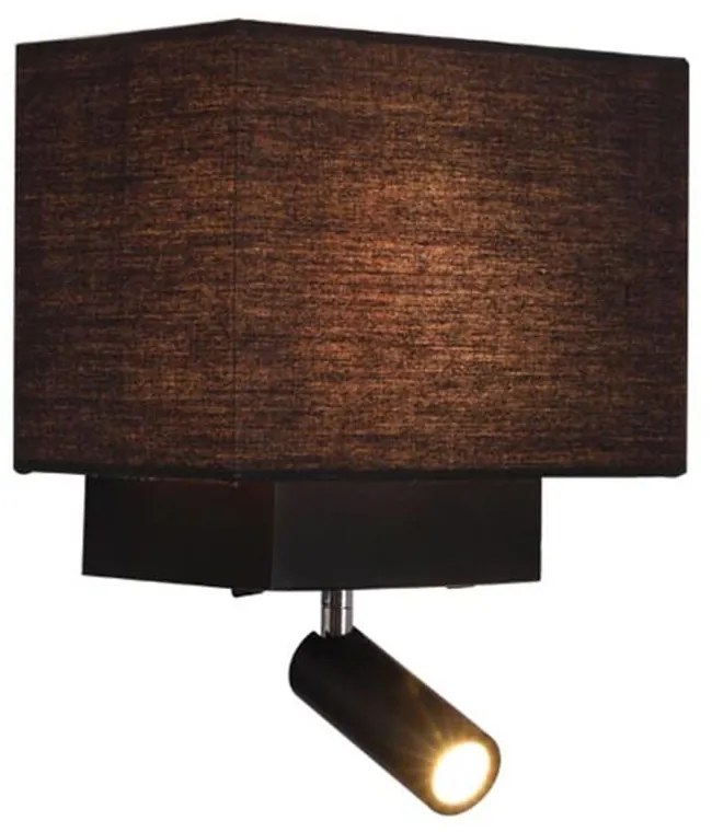 Φωτιστικό Τοίχου - Απλίκα Με Σποτ Led H59 Black Metal, Fabric