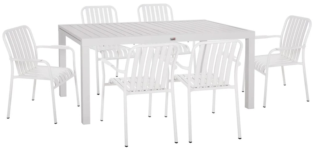 Σετ Κήπου Τραπεζαρία KRUM C21146 7 τεμ. Αλουμίνιο Λευκό 160x90x73 εκ.