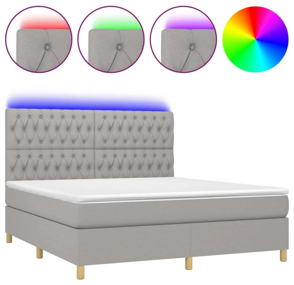 ΚΡΕΒΑΤΙ BOXSPRING ΜΕ ΣΤΡΩΜΑ &amp; LED ΑΝ.ΓΚΡΙ 160X200ΕΚ. ΥΦΑΣΜΑΤΙΝΟ 3135685