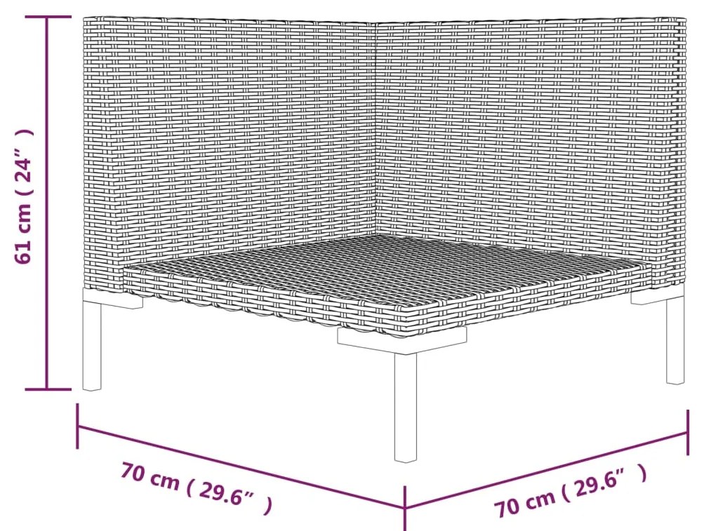 vidaXL Καναπές Κήπου από Ημικυκλικό Συνθετικό Ρατάν με Μαξιλάρια