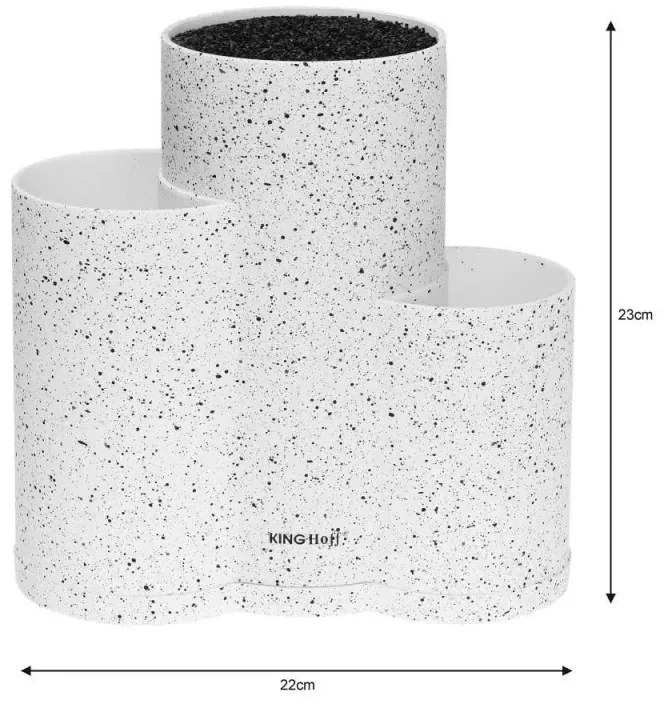 Βάση για μαχαίρια και αξεσουάρ Kinghoff KH 1585, μαρμάρινη επίστρωση, 23 x 10 x 22,2 cm, Λευκό