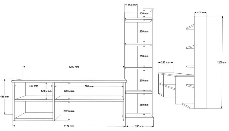 Σύνθετο σαλονιού Perla pakoworld σε λευκή απόχρωση 120x29.5x41,8εκ (1 τεμάχια)