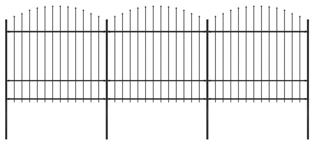 vidaXL Κάγκελα Περίφραξης με Λόγχες Μαύρα (1,5-1,75) x 5,1 μ. Ατσάλινα