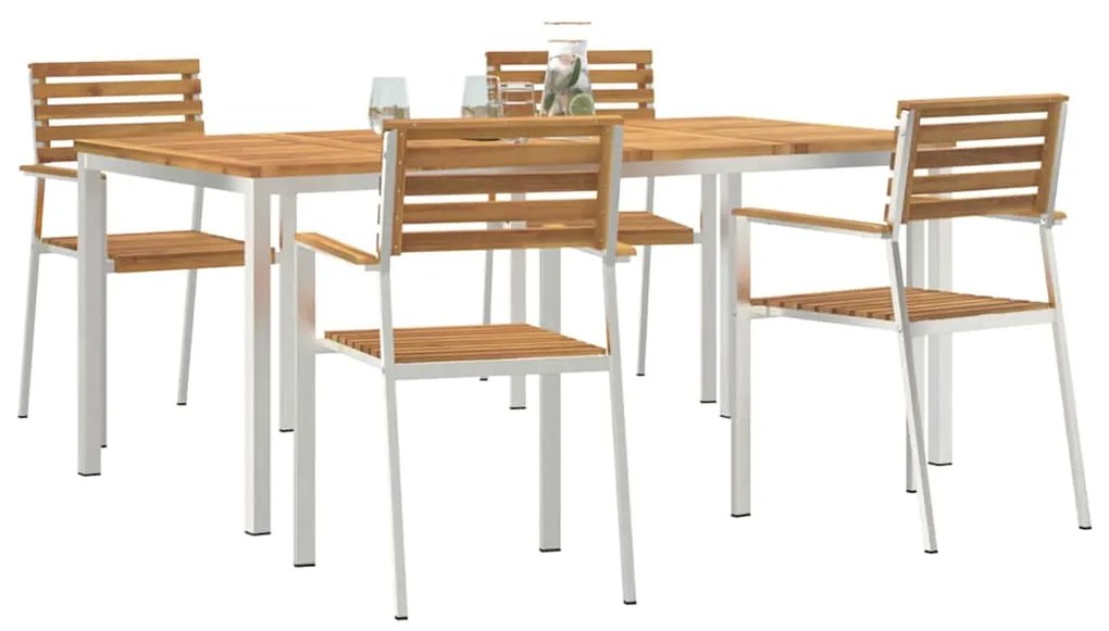 vidaXL Σέτ φαγητού για κήπο 5 pcs Καφέ Στερεό Ξύλο Ακακίας