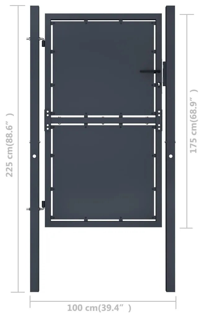 Πόρτα Περίφραξης Κήπου Ανθρακί 100 x 175 εκ. Ατσάλινη - Ανθρακί