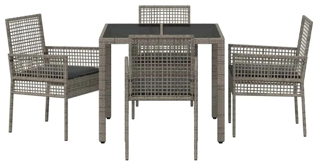 vidaXL Σέτ φαγητού για κήπο 5 pcs Γκρι συνθετικό ρατάν