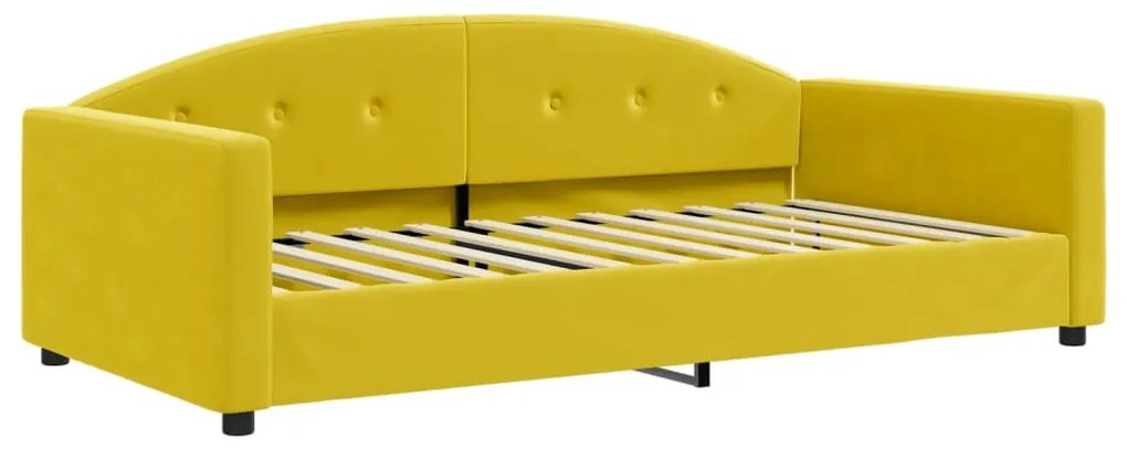 vidaXL Καναπές Κρεβάτι Συρόμενος Κίτρινο Βελούδινος Στρώματα