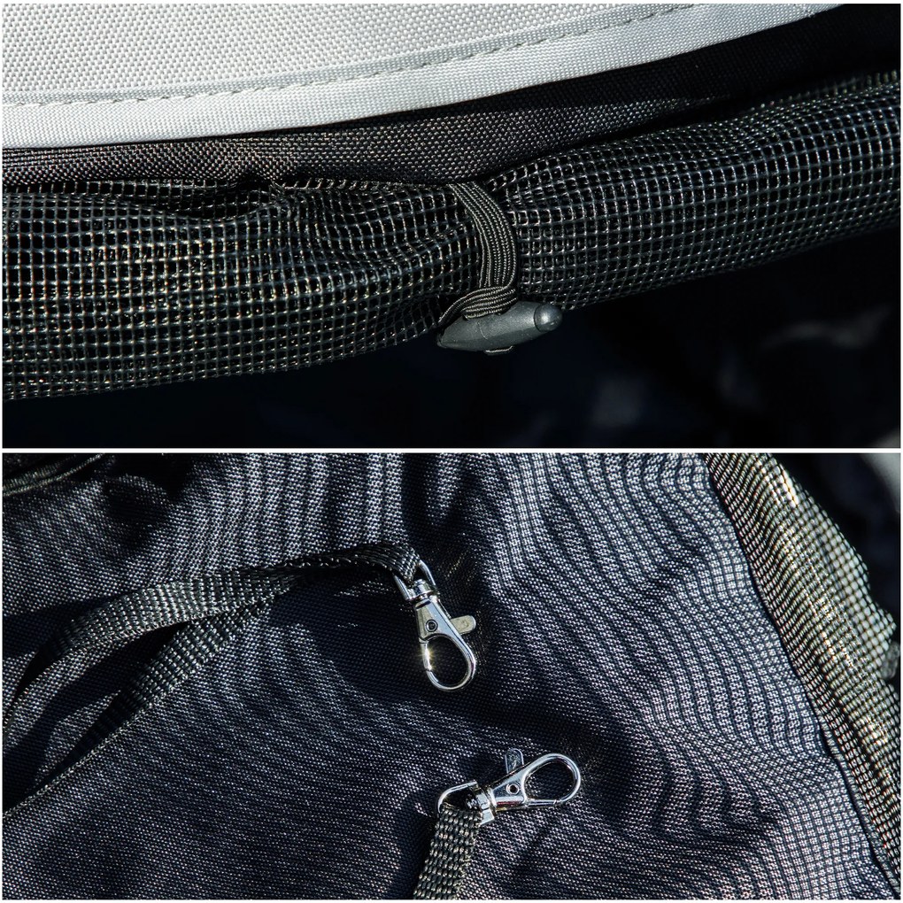 Καρότσι κατοικίδιων PawHut, ιμάντες ασφαλείας, παράθυρα από δίχτυ, 76L x 44W x 103H cm, Ανοιχτό γκρι