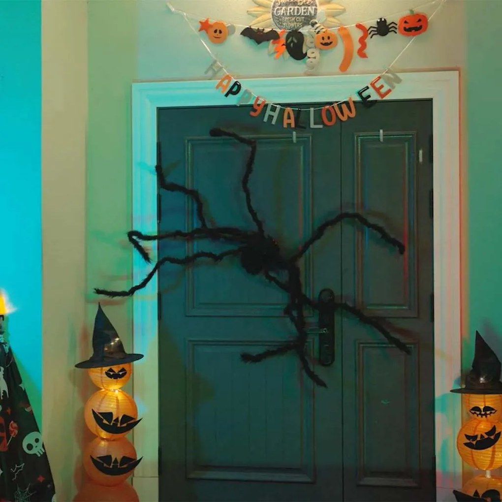 vidaXL Διακόσμηση Halloween Αράχνη 3 pcs Μαύρο 200 cm