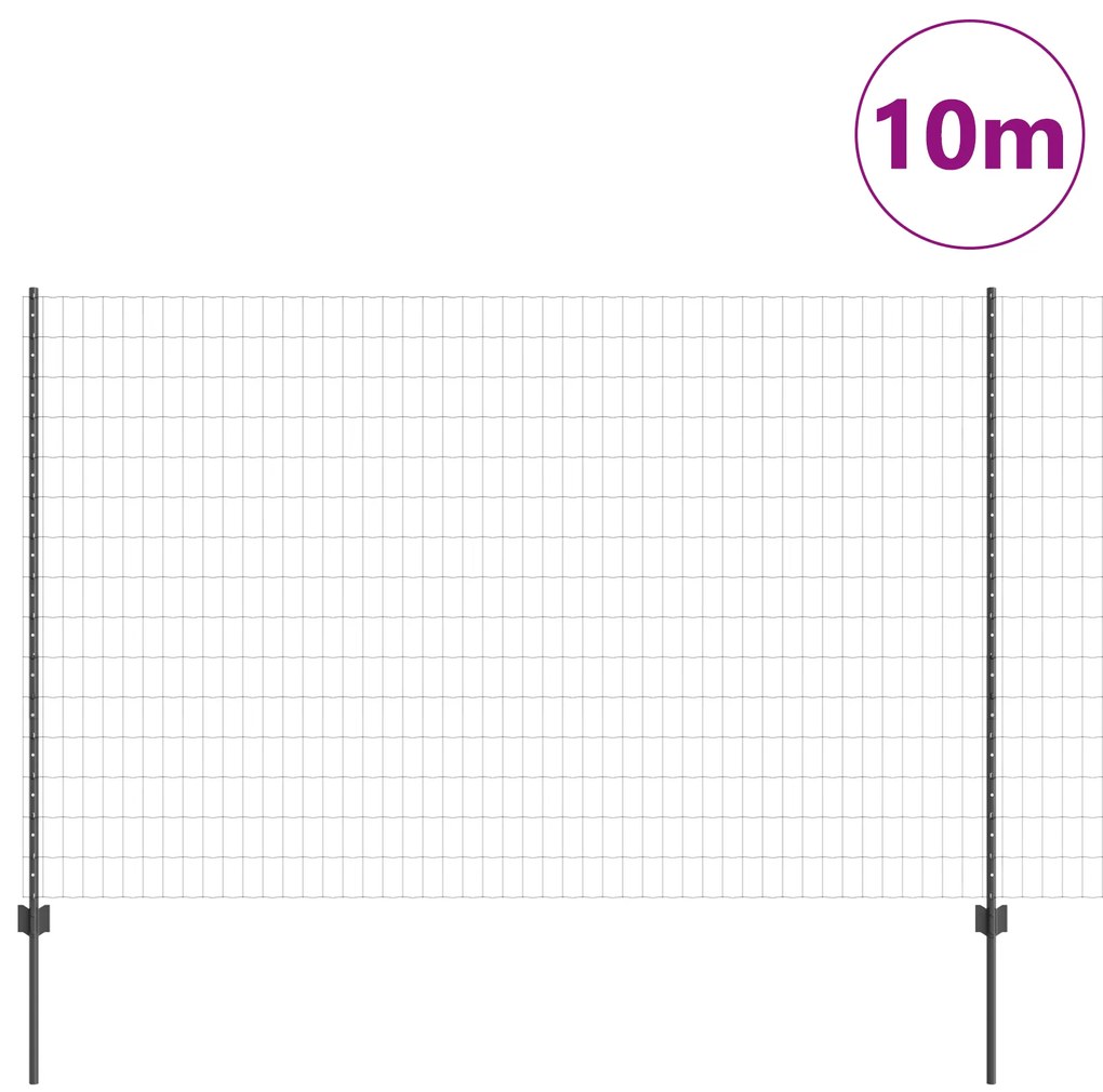 vidaXL Φράχτης Euro με 10 ΤΡ Posts Γκρι 1.5x10 μ Χάλυβας