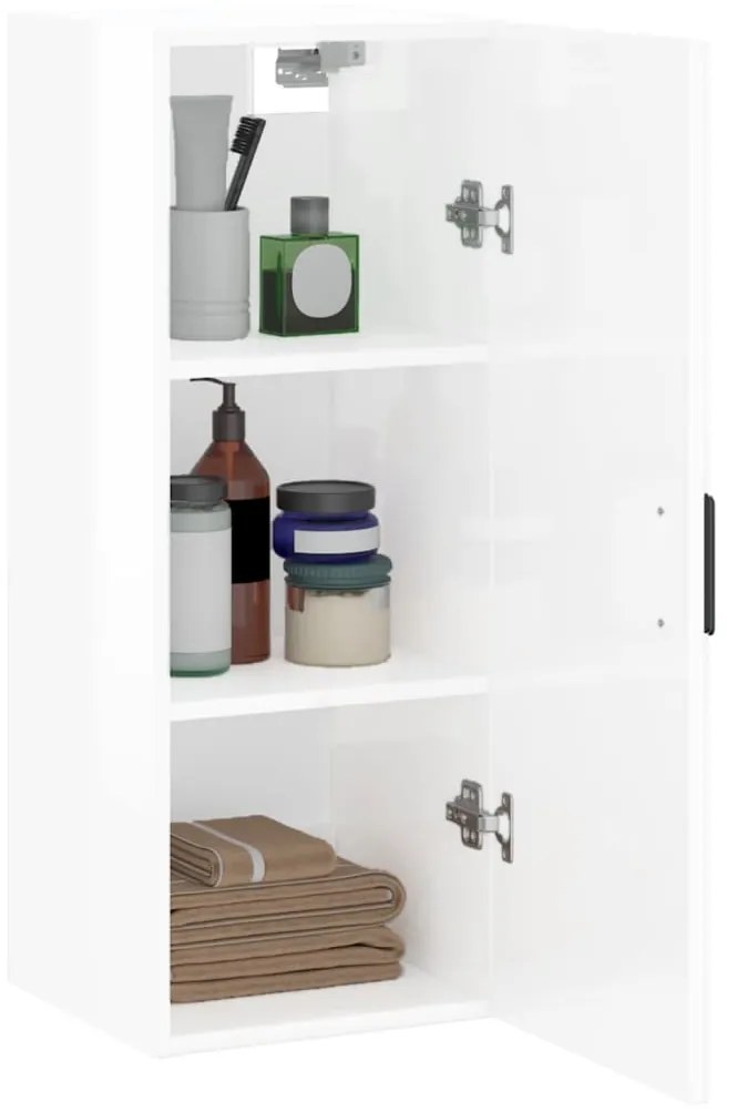 vidaXL Ντουλάπι Τοίχου Γυαλιστερό Λευκό 34,5 x 34 x 90 εκ.