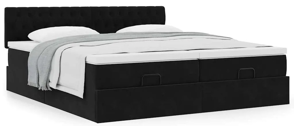 vidaXL Οθωμανικό κρεβάτι με στρώματα Μαύρο 180x200cm Velvet