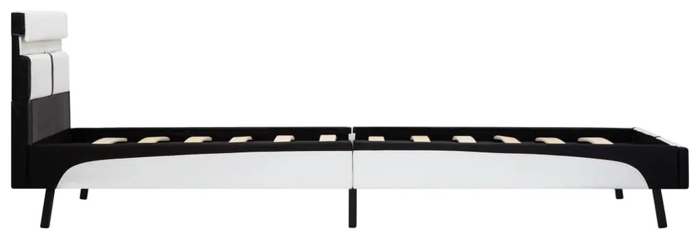 vidaXL Πλαίσιο Κρεβατιού με LED Ασπρόμαυρο 90x200 εκ. Συνθετικό Δέρμα
