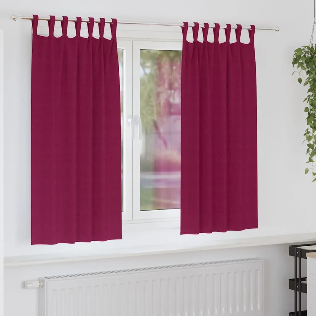 vidaXL Κουρτίνες με κουρτίνες 2 pcs Μπορντό 175x140εκ. Πολυεστέρας