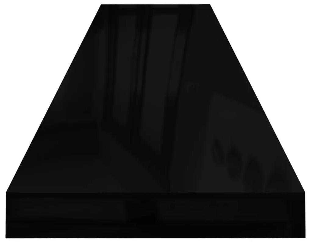 vidaXL Ράφια Τοίχου Γυαλιστερά Μαύρα 2 Τεμάχια 120x23,5x3,8 εκ. MDF