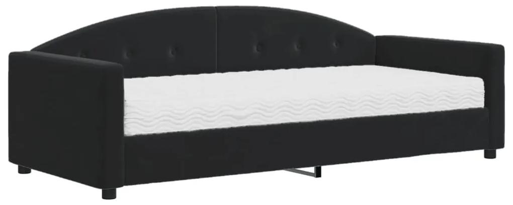Καναπές Κρεβάτι με Στρώμα μαύρο 90 x 200 εκ. Βελούδινος - Μαύρο