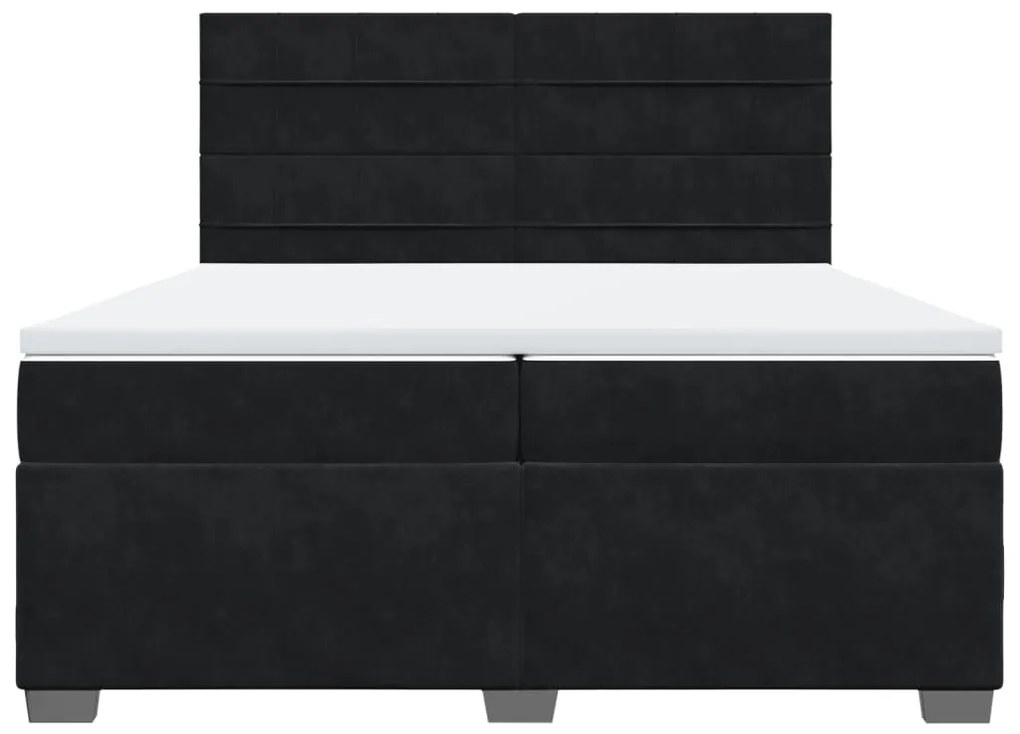 vidaXL Κρεβάτι Boxspring με Στρώμα Μαύρο 200x200 εκ. Βελούδινο