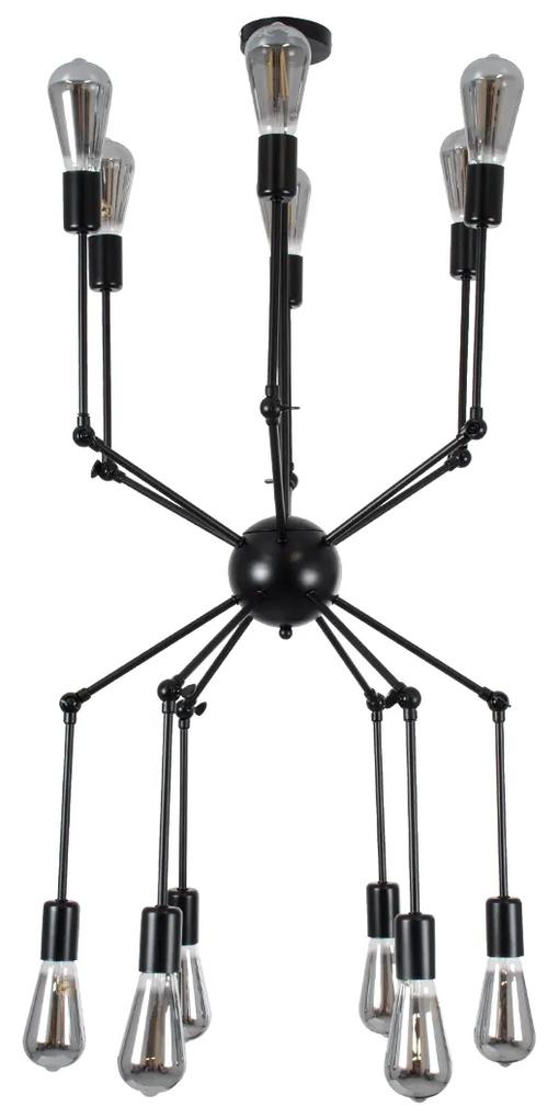 GloboStar® SPIDER 01012 Vintage Industrial Φωτιστικό Οροφής Πολύφωτο Μαύρο Μεταλλικό Φ100 x Y40cm
