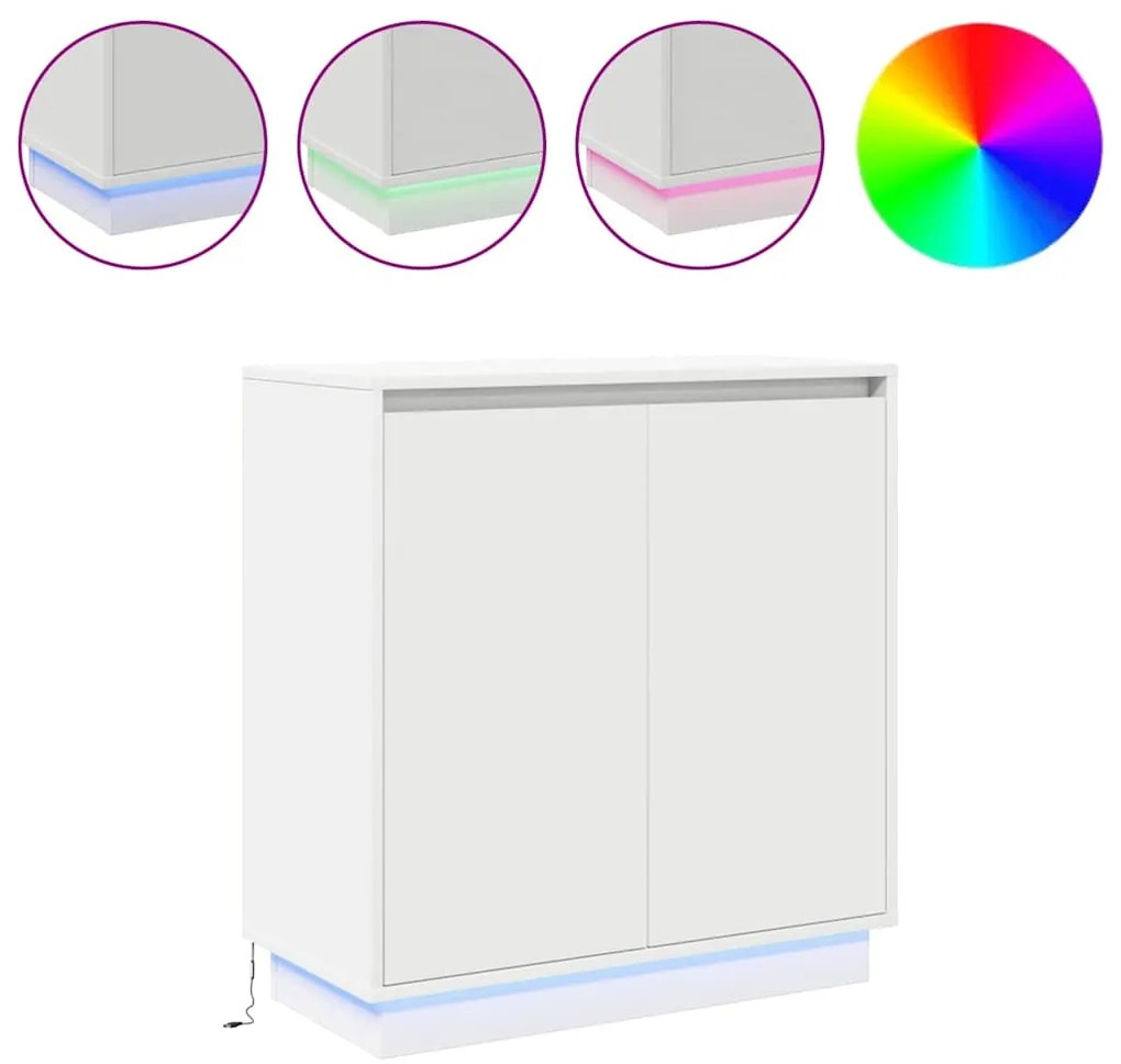 vidaXL Κομοδίνο με ράφι Λευκό 71 x 34.5 x 75 εκ. Επεξεργασμένο ξύλο