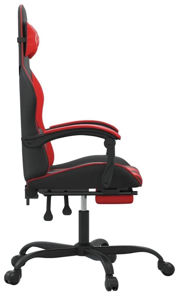 Καρέκλα Gaming Περιστρ. Υποπόδιο Μαύρο/Πράσινο Συνθετικό Δέρμα - Κόκκινο