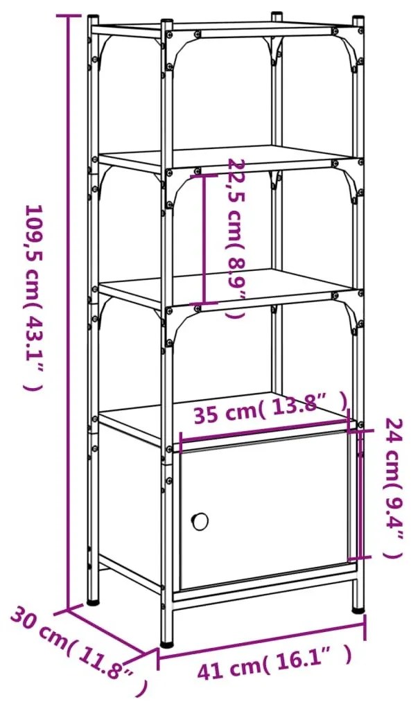 Βιβλιοθήκη 3 Επιπέδων Καφέ Δρυς 41x30x109,5 εκ. Επεξεργ. Ξύλο - Καφέ