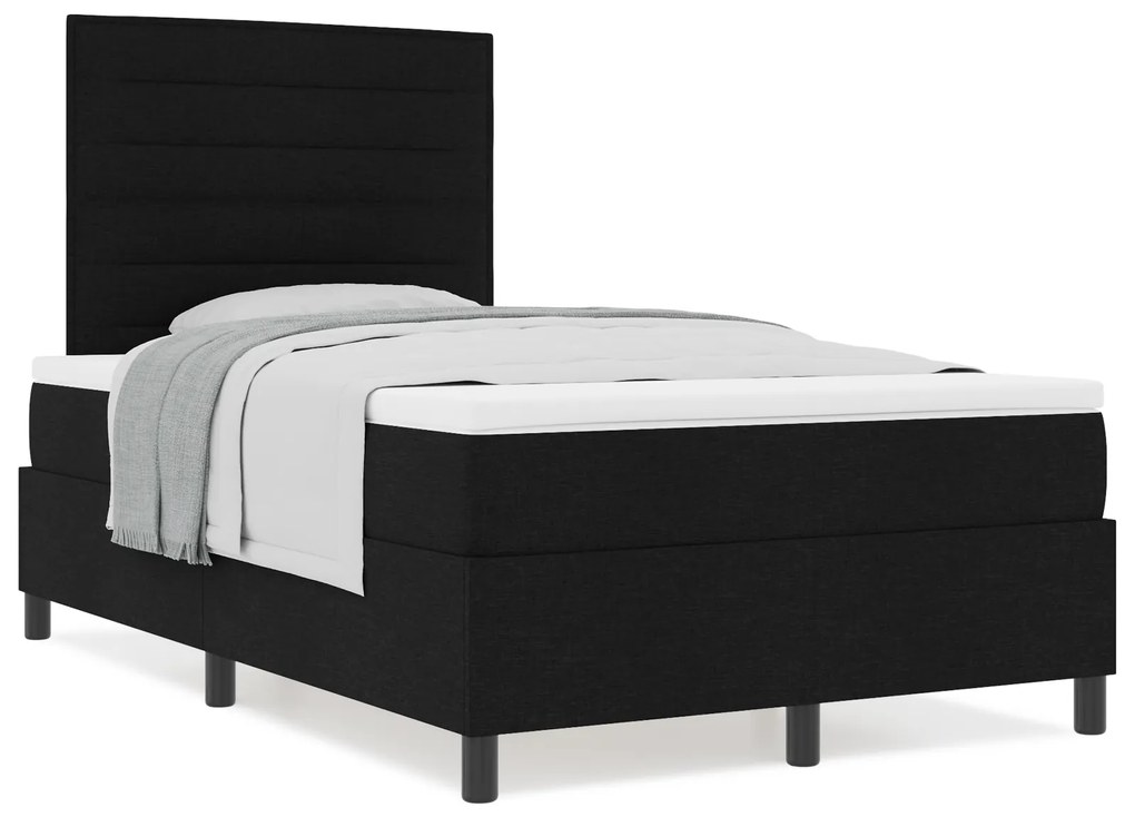 vidaXL Κρεβάτι Box Spring με Στρώμα Μαύρο Μικρό Διπλό Υφασμάτινο