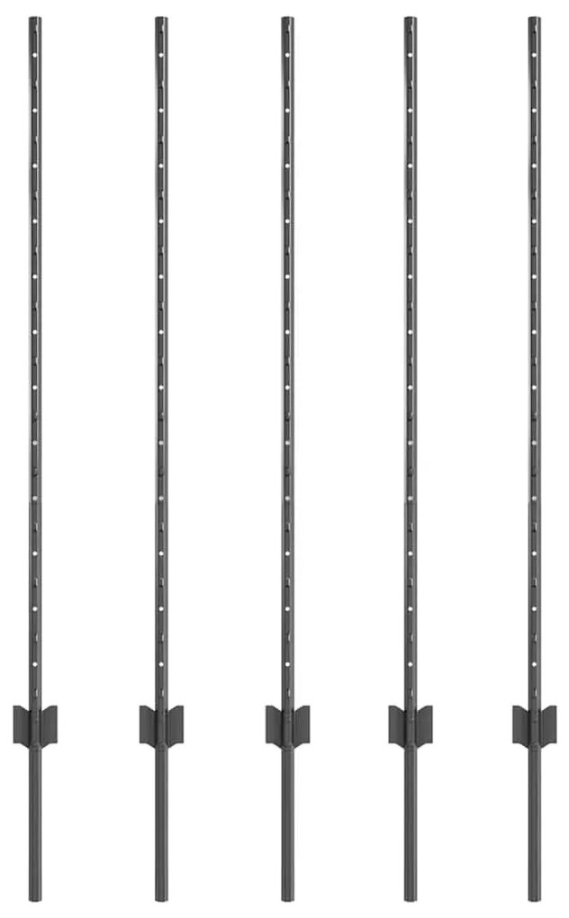 vidaXL Πό posts φράχτη 10 pcs Γκρι 120 cm Ατσάλι