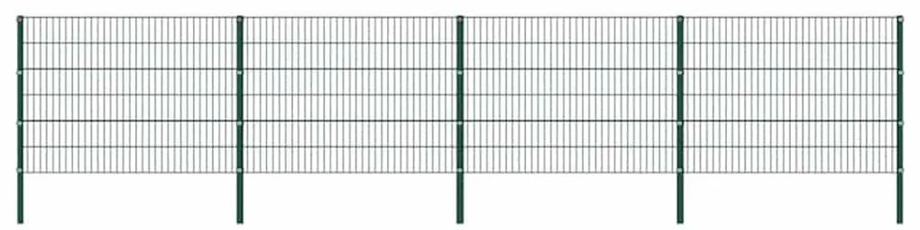 vidaXL Πάνελ Περίφραξης με Στύλους Σιδερένιο Πράσινο 694,5 x 120 εκ.