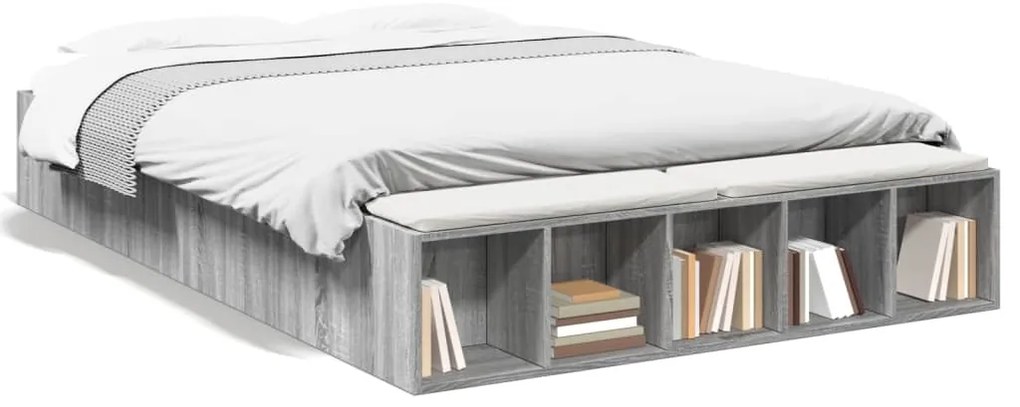 vidaXL Πλαίσιο Κρεβατιού Γκρι Sonoma 140x200 εκ. Επεξεργασμένο Ξύλο