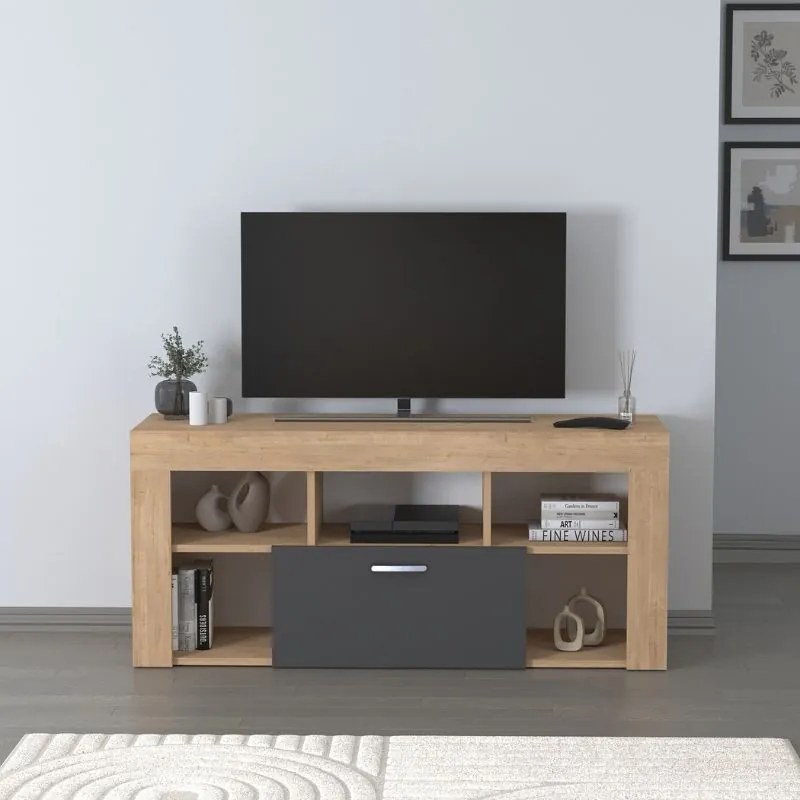 Έπιπλο τηλεόρασης Midili Megapap χρώμα sapphire oak - ανθρακί 135x42x60,7εκ. - GP041-0082,1