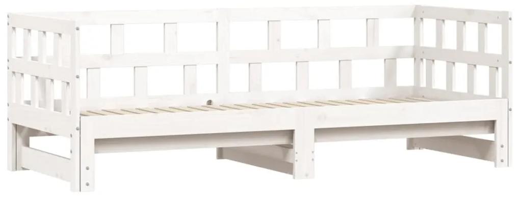 Καναπές Κρεβάτι Συρόμενος Λευκός 90 x 190 εκ. Μασίφ Ξύλο Πεύκου - Λευκό