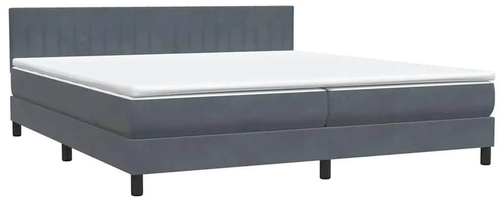 Κρεβάτι Boxspring με Στρώμα Σκούρο Γκρι 200x210 εκ. Βελούδινο - Γκρι