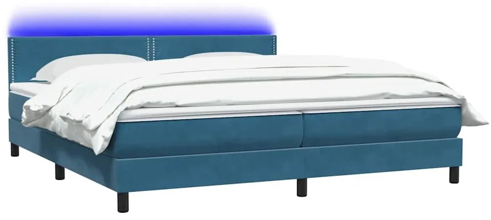 vidaXL Κρεβάτι Boxspring με Στρώμα Σκούρο Μπλε 200x220 εκ. Βελούδινο