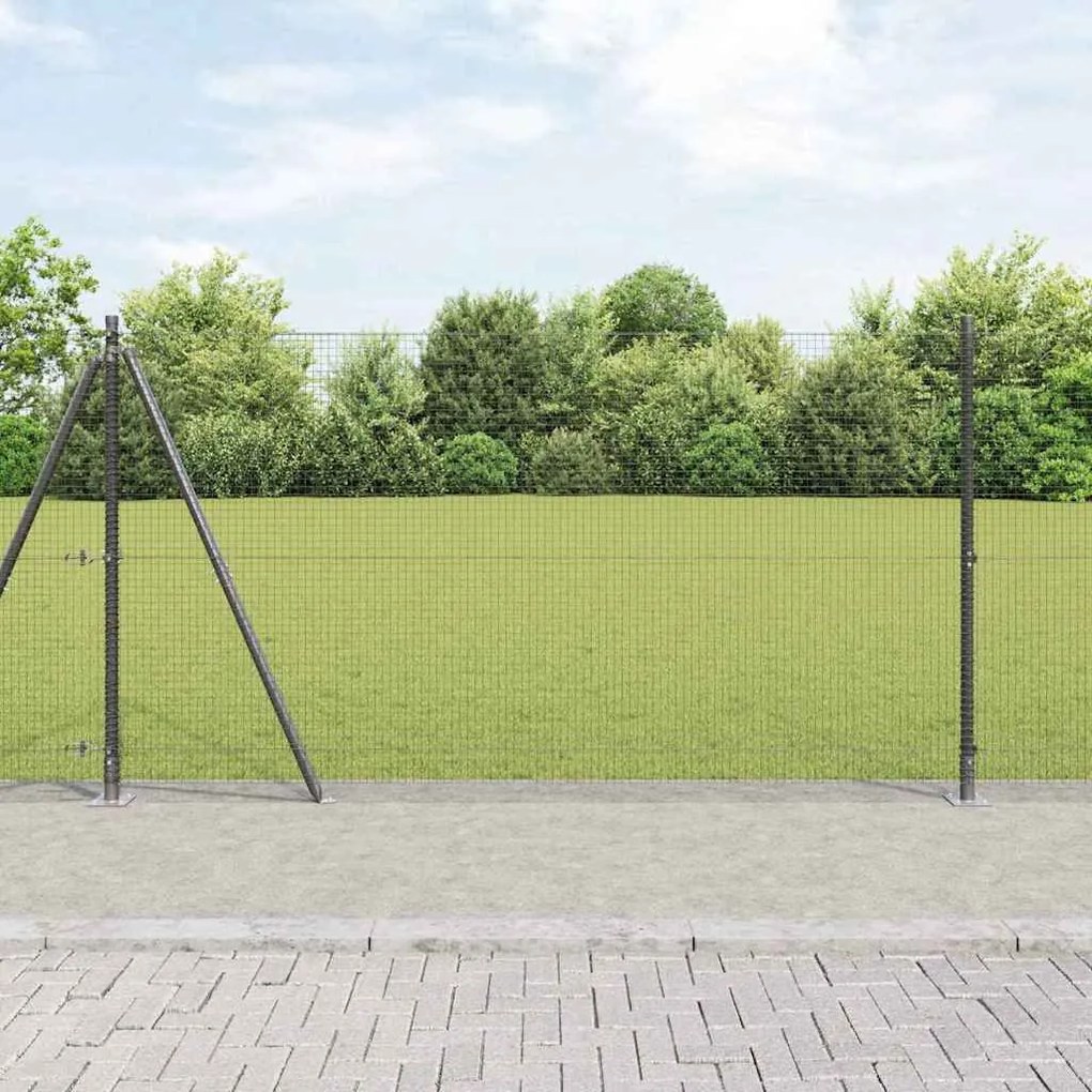 vidaXL Φράχτης με Στήλες. Γκρι 1.2 x 25 m Ατσάλι
