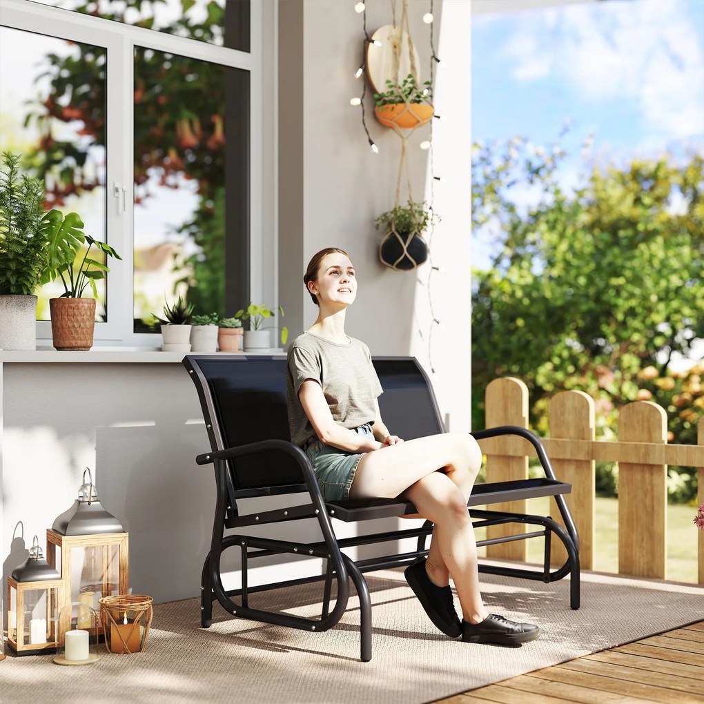 Outsunny -Κάθισμα κουνιστή πολυθρόνα κήπου με μηχανισμό κούνιας έως 200 kg φορτίο 120 x 70 x 85 cm Μαύρο