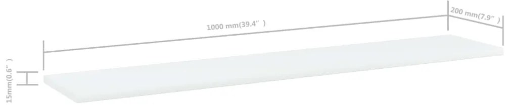 vidaXL Ράφια Βιβλιοθήκης 4 τεμ. Λευκά 100x20x1,5 εκ. από Επεξ. Ξύλο