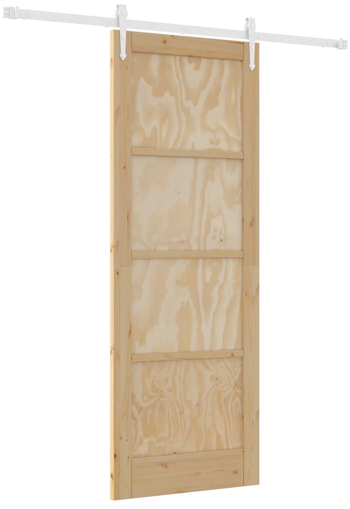 vidaXL Συρόμενη Πόρτα  με Σετ Εξαρτημάτων 78x211 cm Συμπαγές Ξύλο Πεύκου