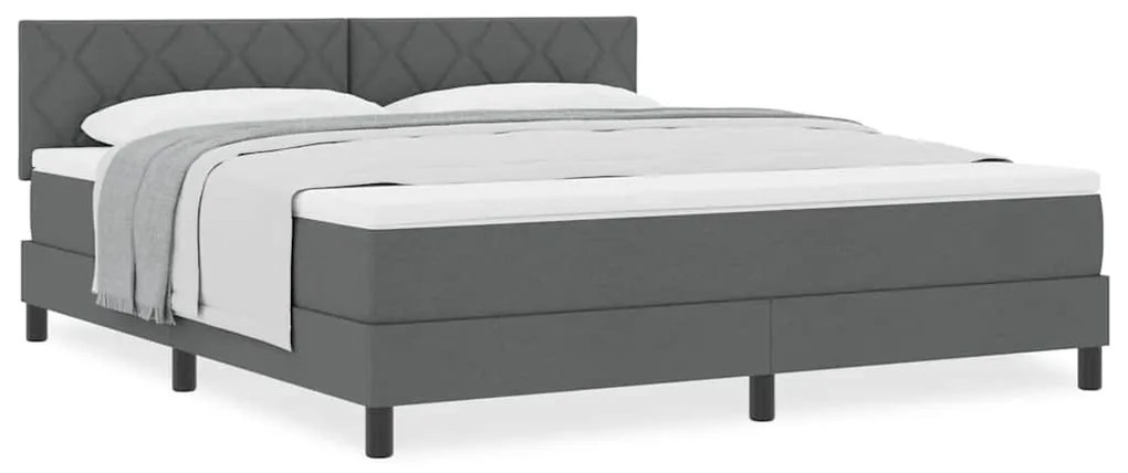 vidaXL Κρεβάτι box spring με στρώμα Σκούρο Γκρι 180 x 200 cm ύφασμα