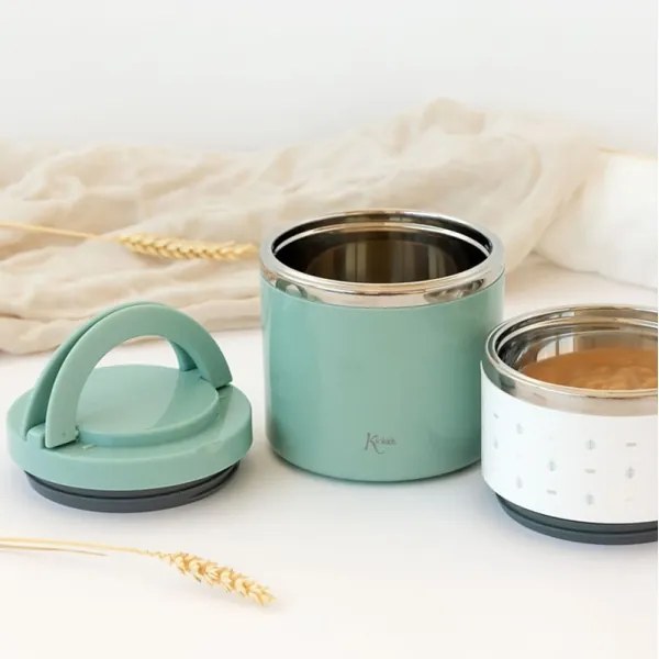 Kiokids Θερμoδοχείο Φαγητού με 2 Θαλάμους Mint 930ml.
