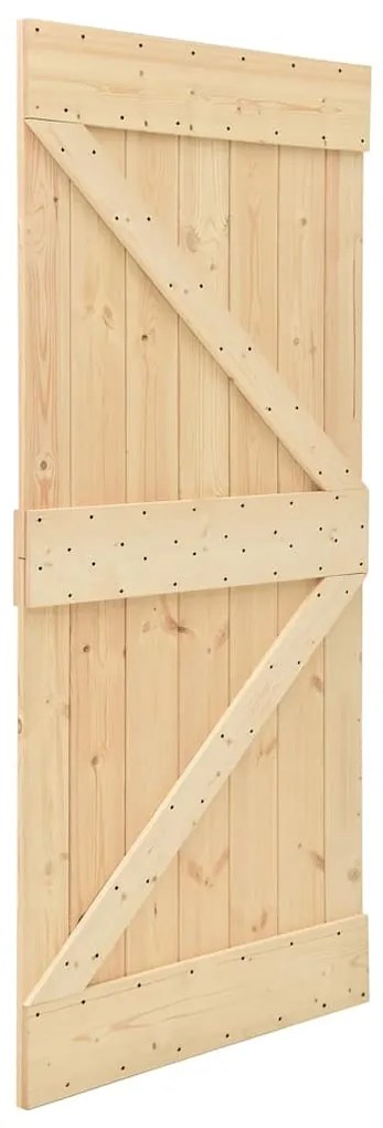 vidaXL Συρόμενη Μεσόπορτα με Μηχανισμό 100 x 210 εκ. Μασίφ Ξύλο Πεύκου