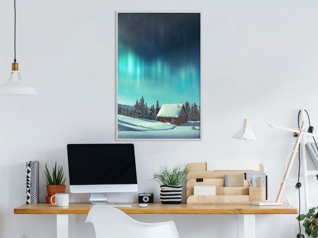 Αφίσα - Evening in the Iceland - 40x60 - Χρυσό - Με πασπαρτού