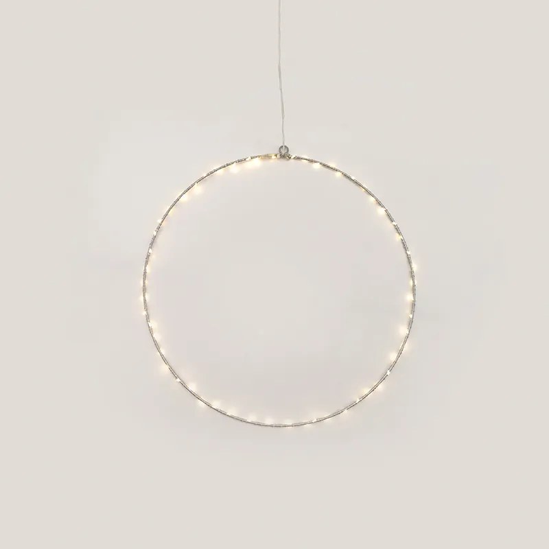 "D30CM SILVER ROUND" 45 ΜΙΝΙ LED ΛΑΜ, WW, ΑΣΗΜΙ ΚΑΛΩΔ. ΧΑΛΚΟΥ,ΑΝΤΑΠΤ.(3VDC),IP44, 3M ΔΙΑΦ ΚΑΛ ACA X064514227