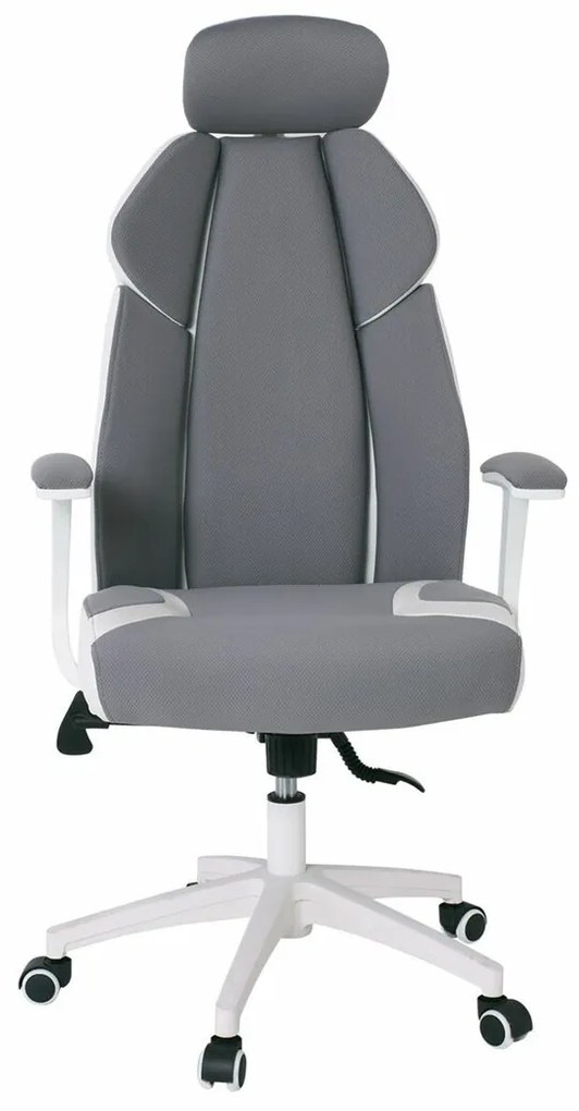 Καρέκλα γραφείου Mesa 409, Γκρι, Άσπρο, 122x64x72cm, 17 kg, Με μπράτσα, Με ρόδες, Μηχανισμός καρέκλας: Κλίση | Epipla1.gr