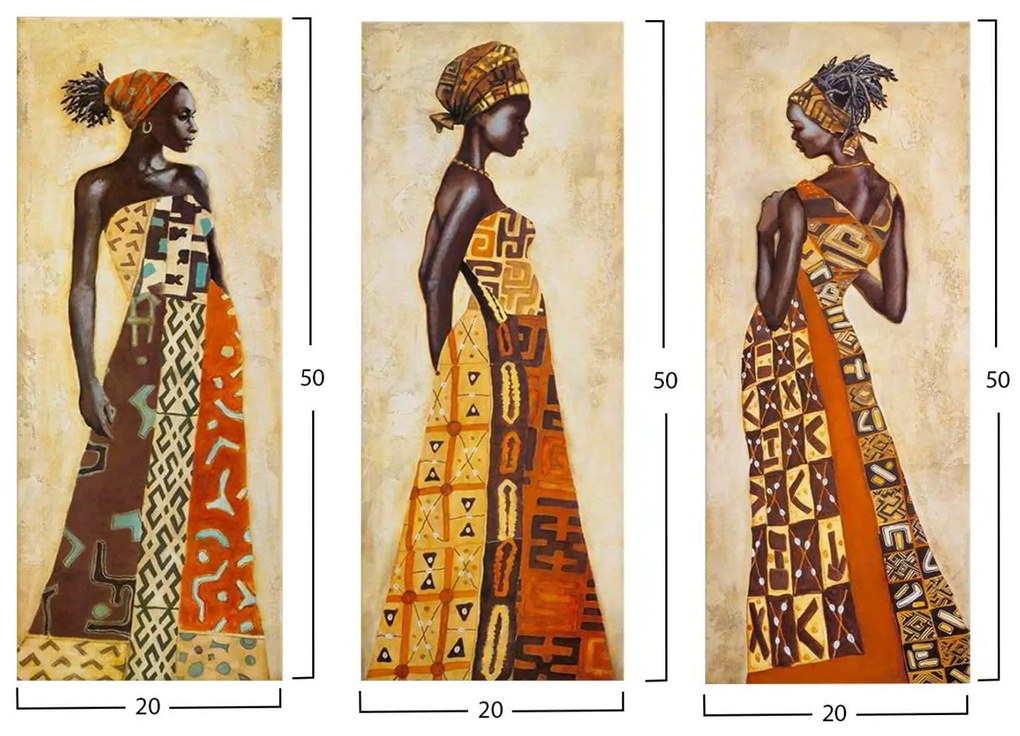 ΠΙΝΑΚΑΣ ΤΡΙΠΤΥΧΟ MDF AFRICAN STYLE WOMEN HM7204.03 60X0,3X50 εκ.