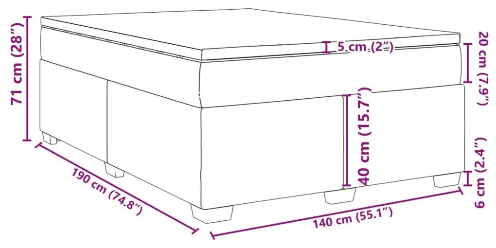 Κρεβάτι Boxspring με Στρώμα Ανοιχτό Γκρι 140x190 εκ. Βελούδινο - Γκρι